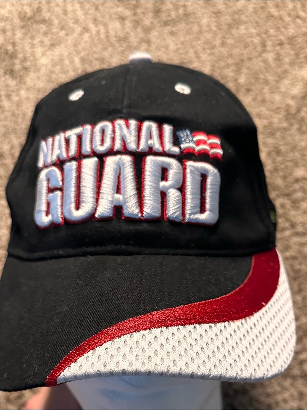 National Guard nascar Embroidered Cap in Black, White & Red